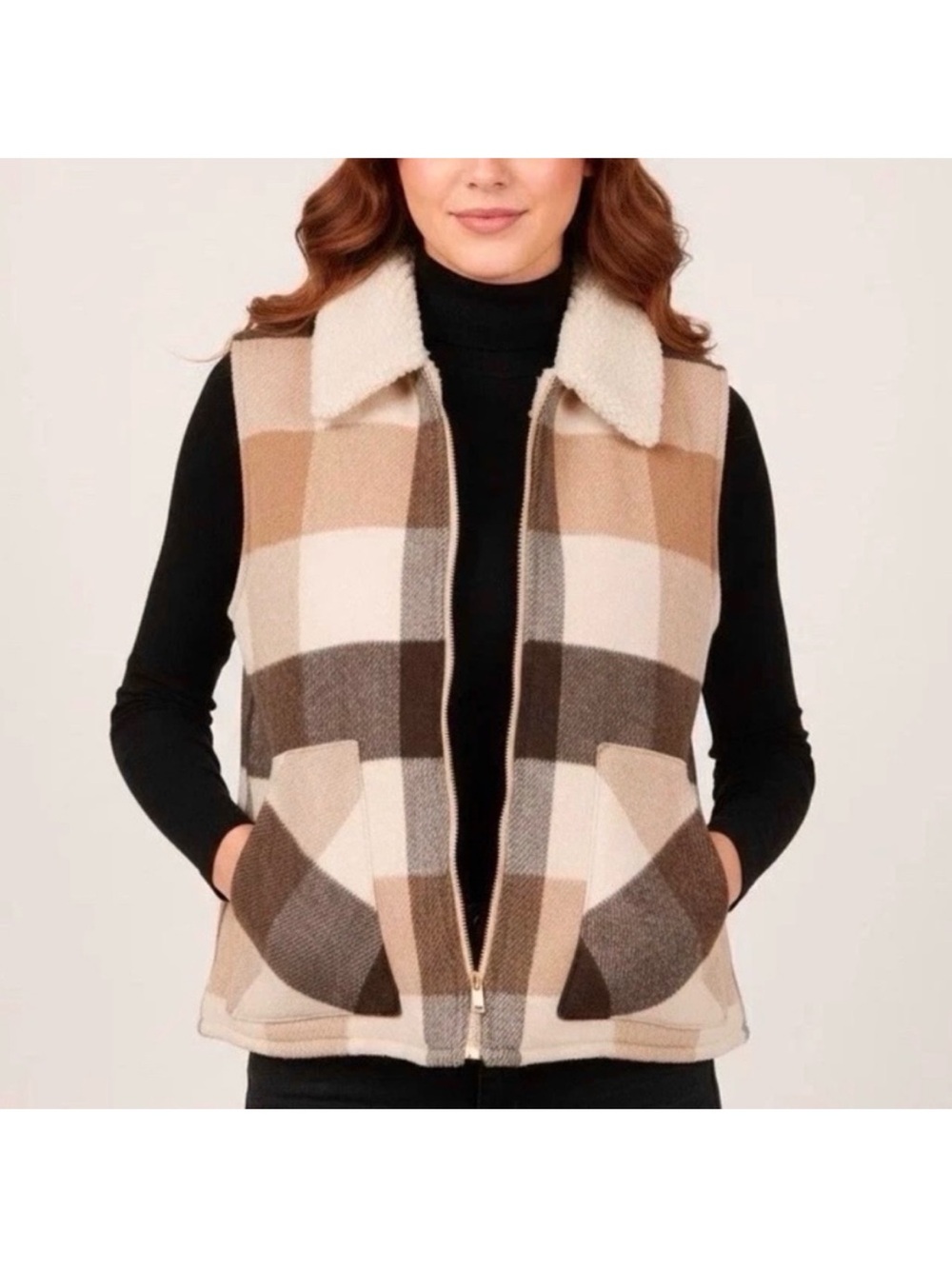 🆕Sanctuary- Plaid Sherpa-Lined Vest. Size: XL. NWT